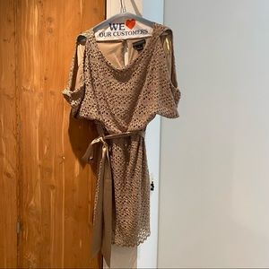 Golden lace cocktail dress